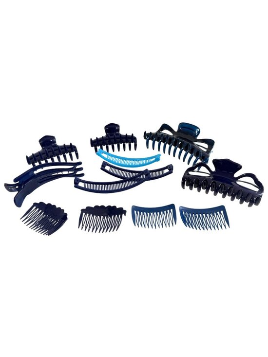 Vintage Lot of 12 Goody Other Blue Hair Claws, Combs, Banana Clip, Accessory 80s main image 5